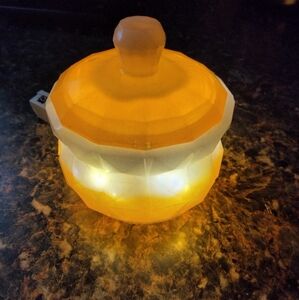 Orange and White Light Up Resin Jar